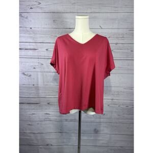 J. Jill Pink Short Sleeve Top | Size XL Petite | V-Neck Casual Tee
